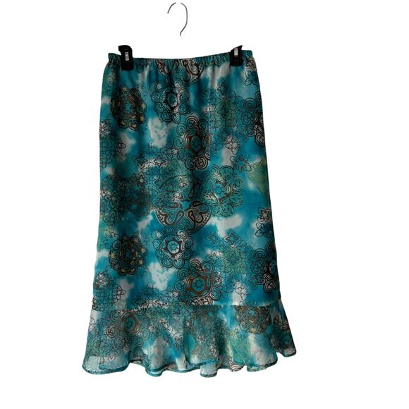 Christopher & Banks Y2k Size Small Green Blue Hippie Peasant Fairy Midi Skirt - Picture 1 of 8